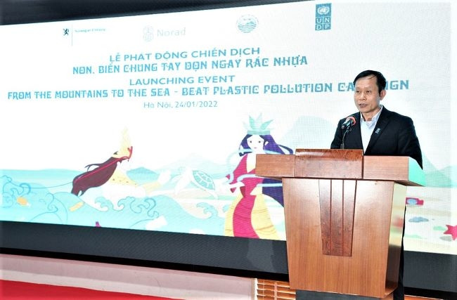 Cérémonie de lancement de la campagne de nettoyage des déchets plastiques, le 24 janvier à Hanoï. Photo : Linh Vi/NDEL.