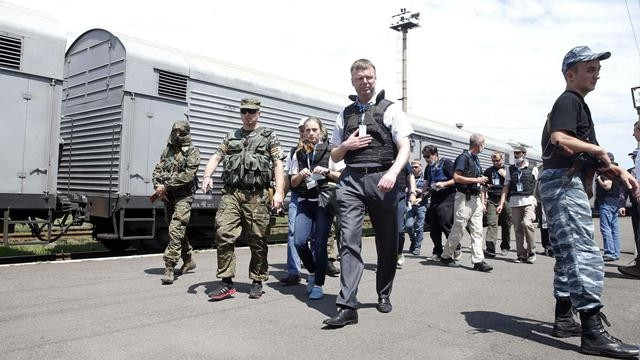 Le train réfrigéré à la gare de Torez. Photo: Reuters.