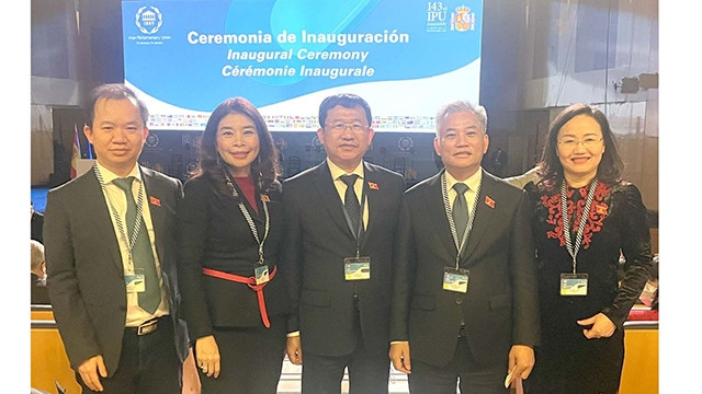 La délégation de l'AN du Vietnam à la 143e Assemblée générale de l'Union interparlementaire. Photo : VNA.