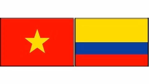 Les drapeaux du Vietnam et de la Colombie. Photo: NDEL.