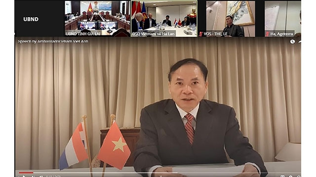 L'ambassadeur du Vietnam aux Pays-Bas, Pham Viêt Anh s'exprime lors de l'événement. Photo: baoquocte.vn
