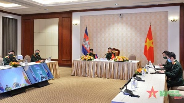 La délégation vietnamienne à la visio-conférence. Photo: qdnd.vn