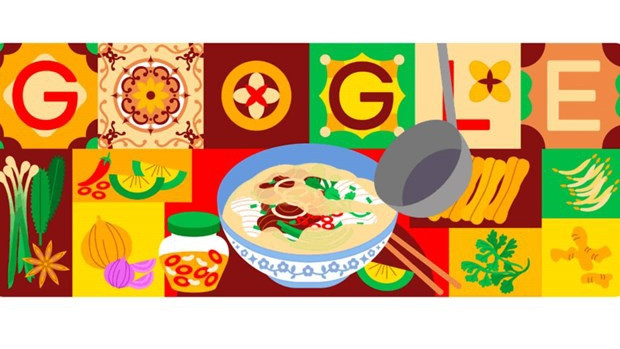 Le « phở » vietnamien à l'honneur sur Google Doodle. Photo : VOV.
