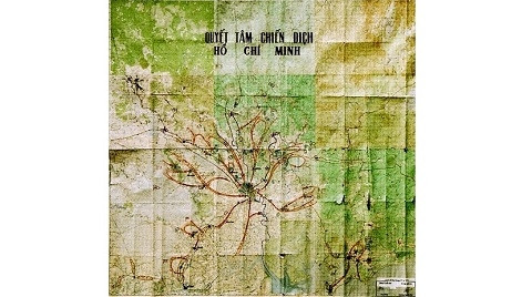 La carte intitulée «Campagne Hô Chi Minh», exposée dans le Musée de l’histoire militaire à Hanoi. Photo: VNE/CVN.