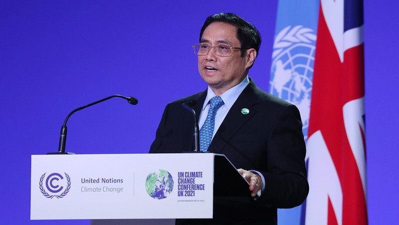 Le Premier ministre Pham Minh Chinh prend la parole lors de la COP26. Photo: VNA
