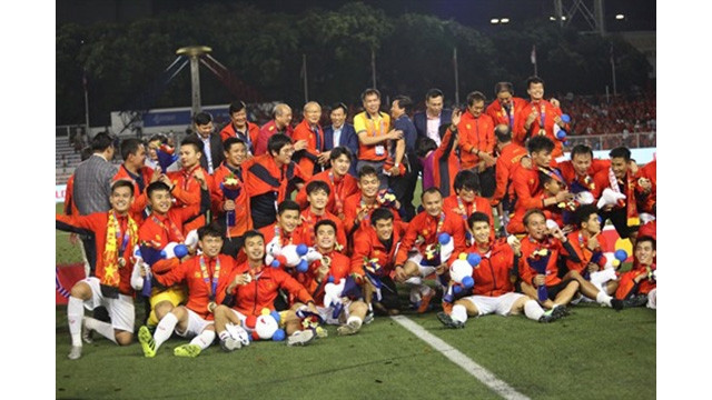Les footballeurs vietnamiens des moins de 22 ans ont décroché leur médaille d'or lors des Jeux d’Asie du Sud-Est (SEA Games). Photo : VNA
