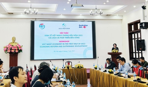 La directrice du CIEM, Trân Thi Hông Minh, prend la parole lors de la conférence tenue vendredi matin. Photo : SGGP.