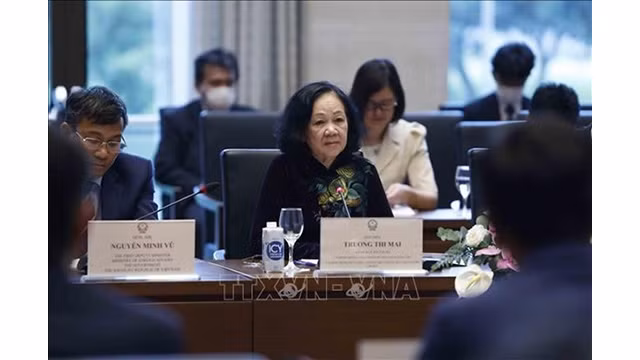 Truong Thi Mai, membre du Bureau Politique, présidente de la Commission centrale de l'organisation du Parti et présidente du Groupe des parlementaires d'amitié Vietnam-Japon. Photo : VNA.