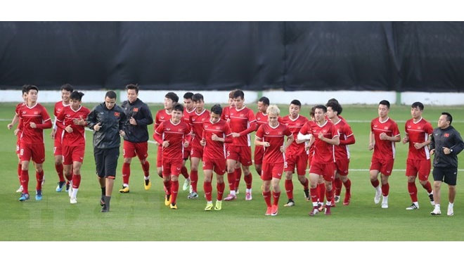 Des fooballeurs de l'équipe nationale vietnamienne. Photo : VNA