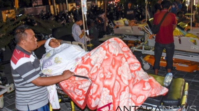 Séisme sur l’île indonésienne de Lombok. Photo : Antara.