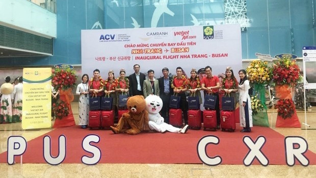 Vietjet ouvre la ligne reliant la ville de Nha Trang, province de Khanh Hoa à Busan (République de Corée). Photo : Vietjetair.com