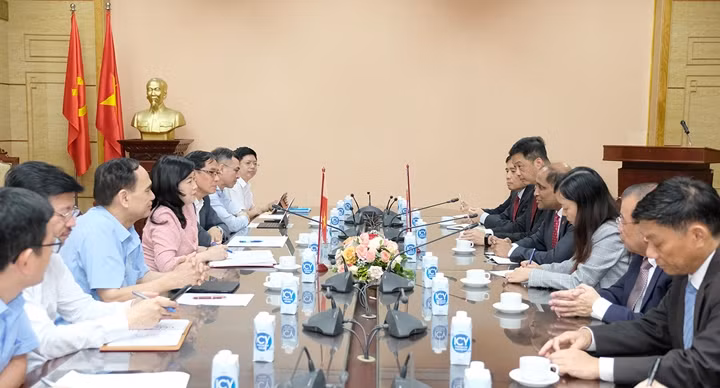 La ministre par intérim de la Santé, Dào Hông Lan, a eu une séance de travail avec l’ambassadeur singapourien au Vietnam, Jaya Ratnam. Photo : suckhoedoisong.
