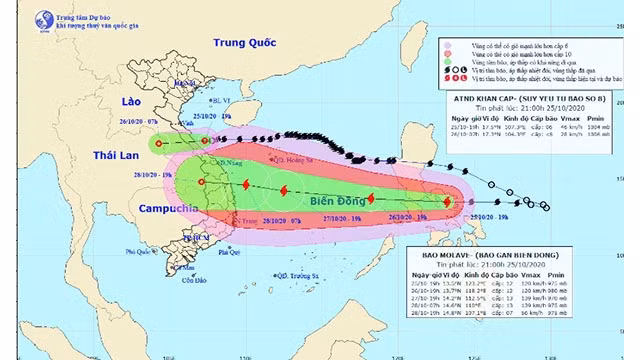 En raison de l’influence de la tempête n° 8, Hoành Son (province de Hà Tinh) a subi des vents de force 6 à 7. Photo: nchmf.gov.vn