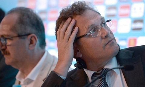 Le secrétaire général de la FIFA, Jérôme Valcke, lors d'une conférence de presse, le 25 avril à Rio de Janeiro. Photo : AFP/VNA/CVN
