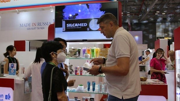 Un stand d'une entreprise russe au salon VietBeauty & CosmoBeauté Vietnam 2022. Photo: VNA