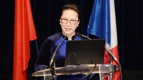 La Présidente de l'AN du Vietnam, Nguyên Thi Kim Ngân, lors de la cérémonie de clôture des 11e Assises de la coopération décentralisée franco-vietnamienne, le 2 avril à Toulouse. Photo: VOV.