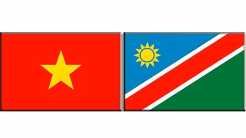 Les drapeaux du Vietnam et de la Namibie. Photo: NDEL.