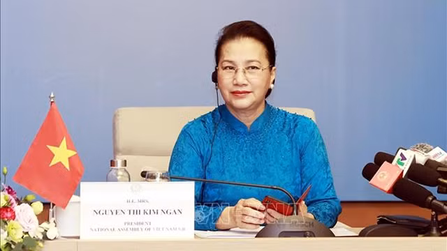 La Présidente de l’Assemblée nationale du Vietnam, Nguyên Thi Kim Ngân, lors de la 5e Conférence mondiale des présidents de parlement. Photo: VNA