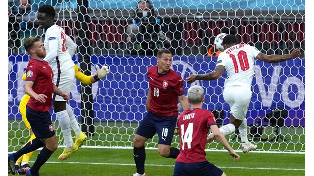 Le but de Raheem Sterling pour l"Angleterre face à la République Tchèque. Photo : Maxppp.