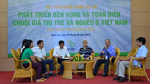 colloque pour lancer le projet de l’Oxfam sur les palourdes et le bambou dans 5 provinces vietnamiennes. Photo : diendandoanhnghiep