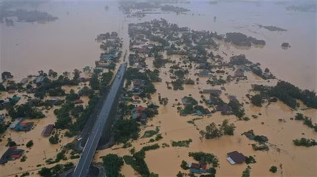 Des inondations dans la province de Quang Tri. Photo : VNA.