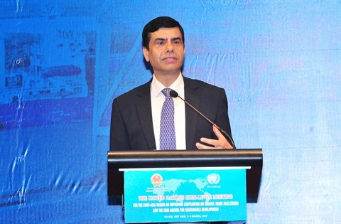 Le Secrétaire général adjoint de l’ONU, Gyan Chandra Acharya, le 7 mars, à Hanoi. Photo: VNA.