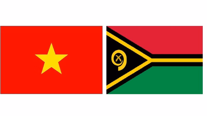 Drapeaux du Vietnam et du Vanuatu. Photo: NDEL.