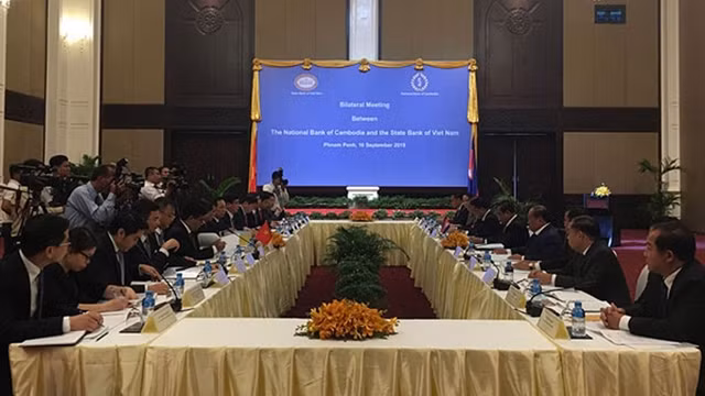 Vue générale de la conférence annuelle des banques centrales du Vietnam et du Cambodge, le 16 septembre à Phnom Penh. Photo : NDEL.