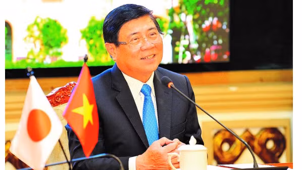 Nguyên Thành Phong, président du Comité populaire de Hô Chi Minh-Ville, lors de sa séance de travail en ligne avec Ohmura Hideaki, gouverneur de la préfecture japonaise d’Aichi, le 14 septembre. Photo : sggp.org.vn.