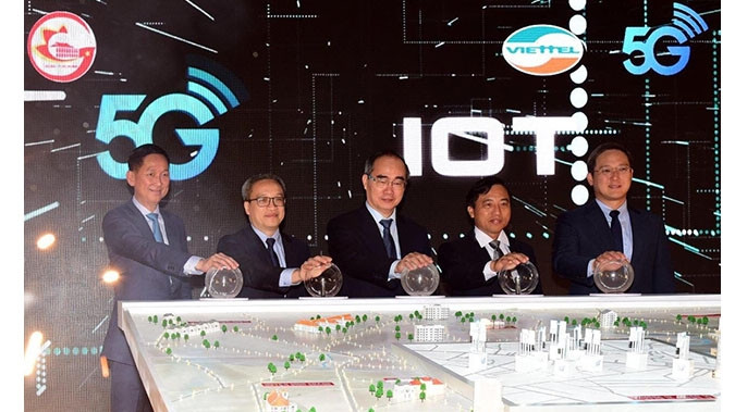 Cérémonie de lancement de la technologie 5G de Viettel à Hô Chi Minh-Ville, le 21 septembre. Photo : NDEL.