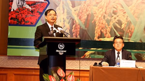 Le ministre vietnamien de l’Agriculture et du Développement rural Nguyên Xuân Cuong à la réunion. Photo : VOV