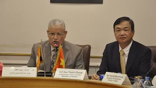L'ambassadeur du Vietnam en Égypte, Dào Thành Chung (droite) à ce colloque. Photo: VOV. 