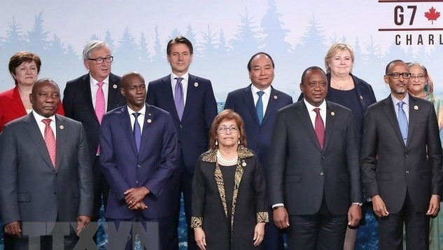 Le PM Nguyên Xuân Phuc lors du sommet élargi du G7. Photo : VNA.