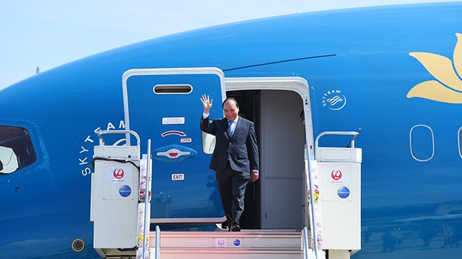 Le PM vietnamien, Nguyên Xuân Phuc, arrive à Nagoya, entamant sa visite de travail au Japon, le 26 mai. Photo: VGP.