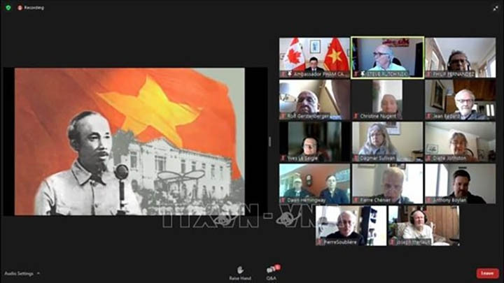 Vue du webinaire sur la politique étrangère du Vietnam. Photo : VNA