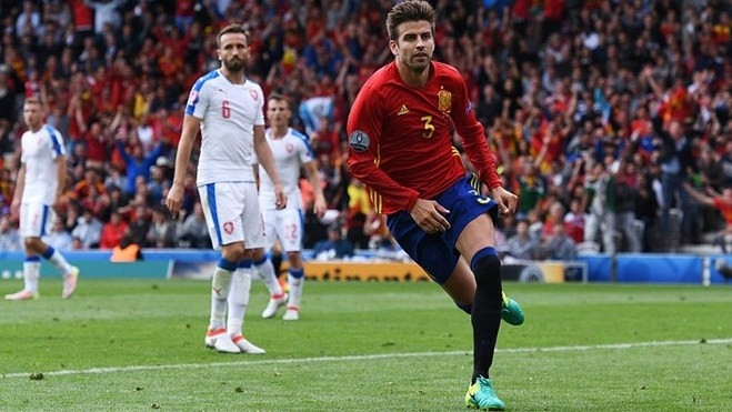 Gerard Piqué, buteur de l'Espagne face à la République Tchèque. Photo: VNA.