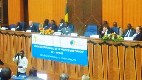 Cérémonie d’ouverture des 43es Assises de l’Union internationale de la presse francophone, le 20 novembre à Dakar, au Sénégal.