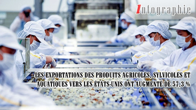 [Infographie] Les exportations des produits agricoles, sylvicoles et aquatiques vers les États-Unis ont augmenté de 57,3 %