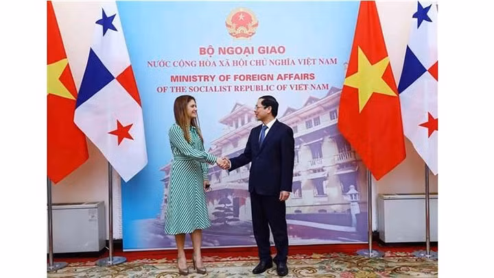 Le ministre des Affaires étrangères Bui Thanh Son et la ministre des Affaires étrangères du Panama Erika Mouynes. Photo : VNA.