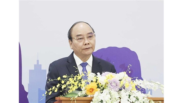Le Président vietnamien, Nguyên Xuân Phuc, s'exprime lors de la réunion. Photo : VNA.
