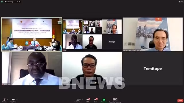 Lors de la conférence en ligne sur le commerce des produits de mode Vietnam-Nigéria 2020. Photo : VNA