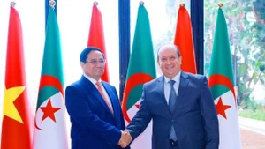 Le Premier ministre Pham Minh Chinh (gauche) et son homologue algérien Sifi Ghrieb. Photo : VNA.