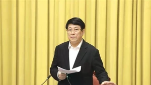 Le président Luong Cuong s’exprime lors de la réunion, à Hanoi, le 27 janvier. P