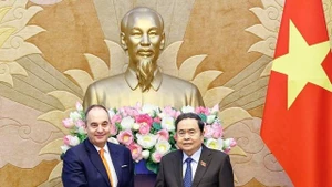 Le président de l’Assemblée nationale vietnamienne, Tran Thanh Man (à droite), et le premier vice-président du Parlement grec Ioannis Plakiotakis. Photo : VNA.