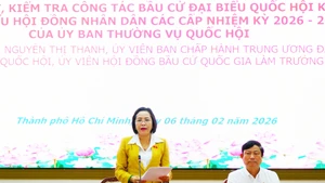 La vice-présidente de l’Assemblée nationale, Nguyen Thi Thanh, s’exprime lors de la séance de travail. Photo : daibieunhandan.vn