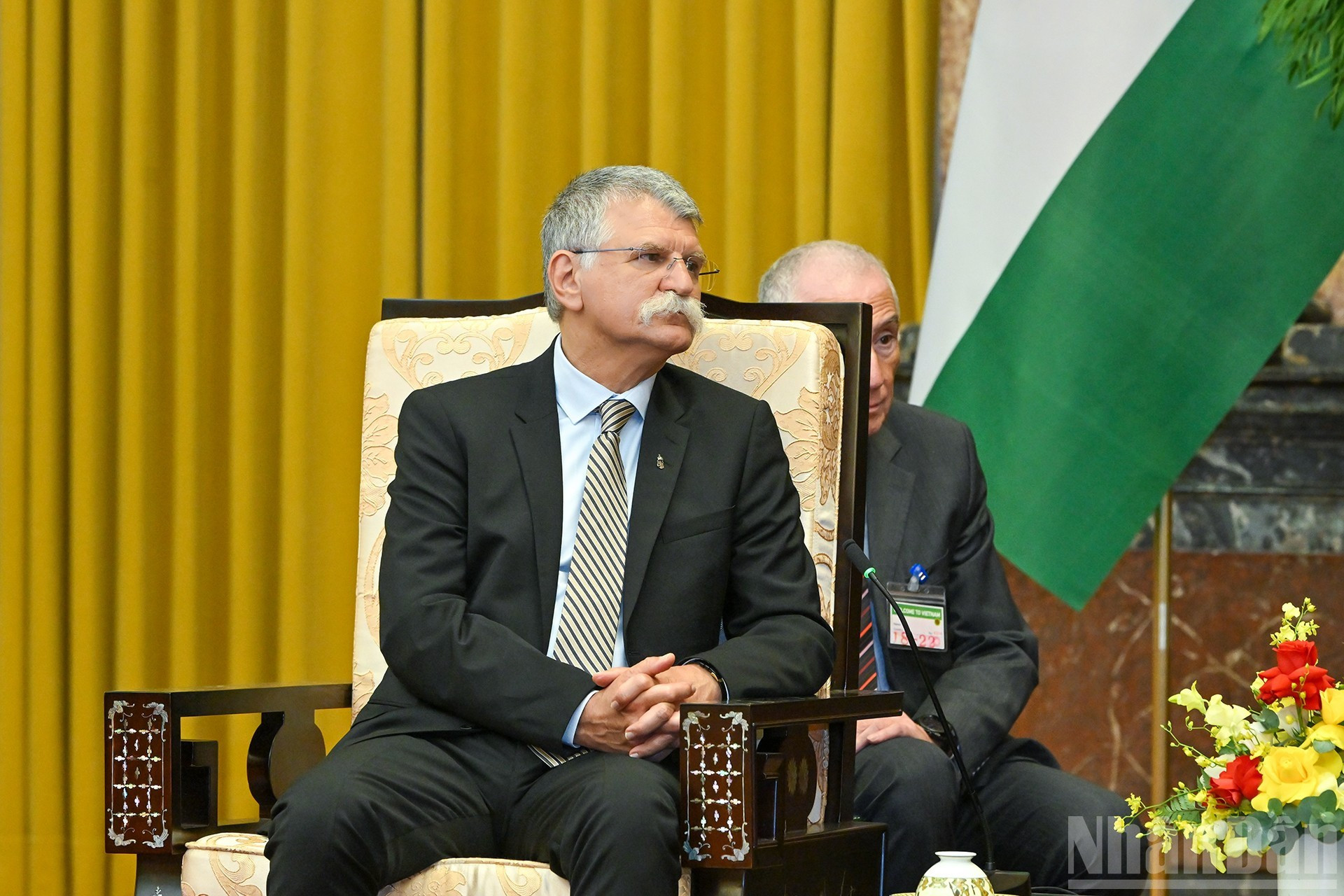 Le président du Parlement hongrois László Kövér prend la parole lors de la réception. Photo: NDEL lc4.jpg
