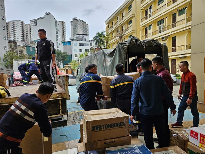 La délégation du ministère de la Sécurité publique est prête à partir au Myanmar. Photo : Le ministère de la Sécurité publique.