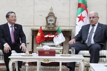 Le vice-président de l'Assemblée nationale vietnamienne, Nguyên Duc Hai (gauche), et le président de l'Assemblée populaire nationale algérienne (APN), Ibrahim Boughali. Photo: VNA