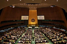 Vue d'une séance de la 77e session de l’Assemblée générale de l’ONU à New York. Source : ONU. 