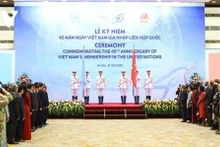 Lors de la cérémonie marquant le 45e anniversaire de l’adhésion du Vietnam à l’ONU le 21 octobre. Photo: VOV